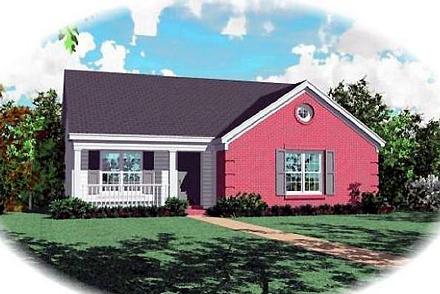 Farmhouse Narrow Lot One-Story Traditional Elevation of Plan 47133