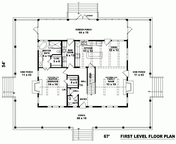 Country Florida Traditional Level One of Plan 47140