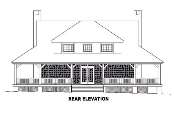 Country Florida Traditional Rear Elevation of Plan 47140