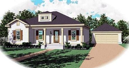 Narrow Lot One-Story Traditional Elevation of Plan 47142