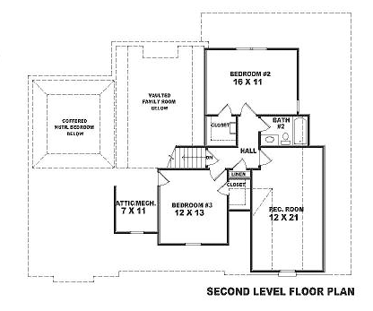 House Plan 47143 Second Level Plan
