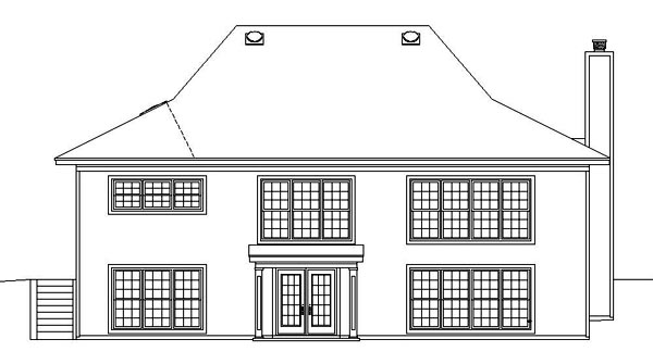 Country One-Story Rear Elevation of Plan 47146