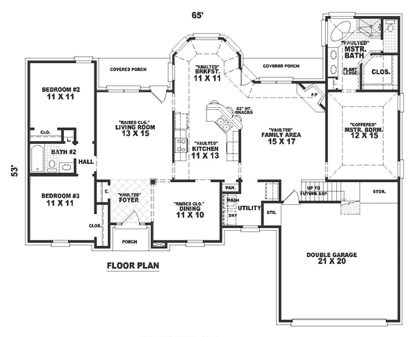 One-Story Traditional Level One of Plan 47147
