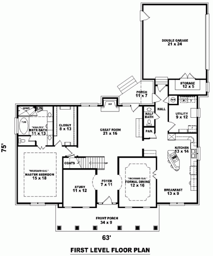 House Plan 47150 First Level Plan