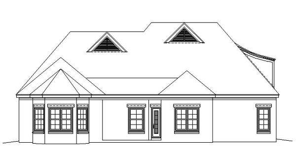 Traditional Plan with 2549 Sq. Ft., 3 Bedrooms, 2 Bathrooms, 2 Car Garage Rear Elevation