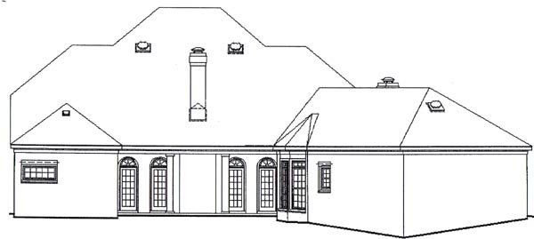 Colonial Traditional Rear Elevation of Plan 47154