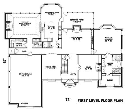 House Plan 47159 First Level Plan