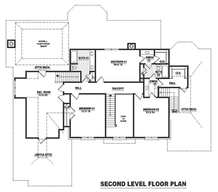 House Plan 47159 Second Level Plan