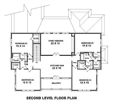 House Plan 47169 Second Level Plan