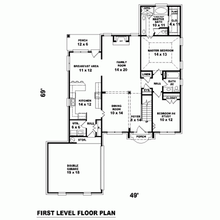 House Plan 47178 First Level Plan