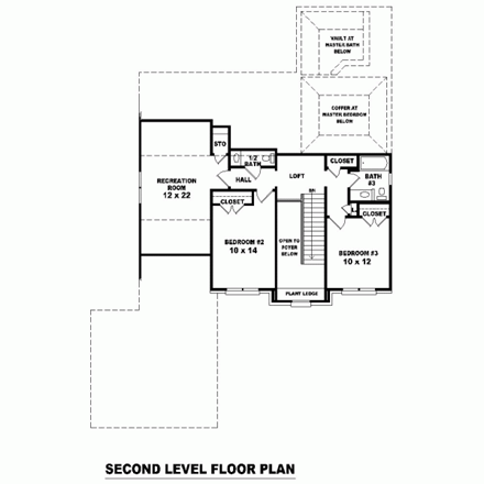 House Plan 47178 Second Level Plan