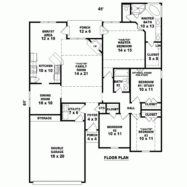 One-Story Level One of Plan 47179