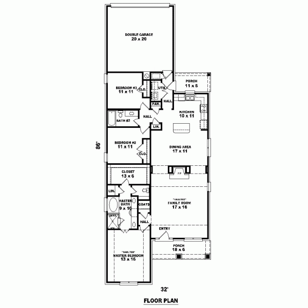 Narrow Lot One-Story Level One of Plan 47188