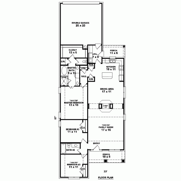 Narrow Lot One-Story Level One of Plan 47189