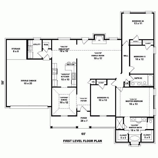 One-Story Level One of Plan 47210