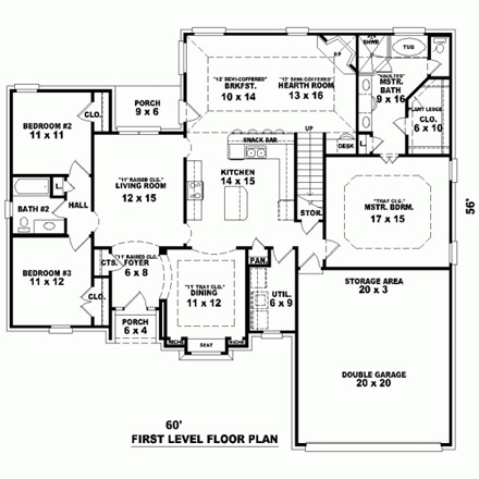 House Plan 47221 First Level Plan