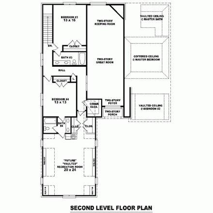 House Plan 47233 Second Level Plan