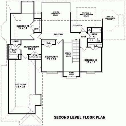 House Plan 47249 Second Level Plan