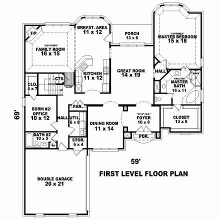 House Plan 47256 First Level Plan