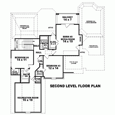 House Plan 47256 Second Level Plan