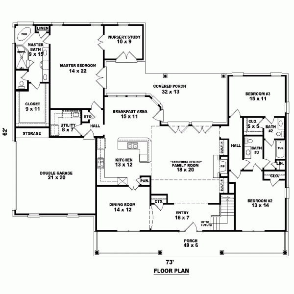 House Plan 47311 with 2600 Sq Ft, 3 Beds, 3 Baths at