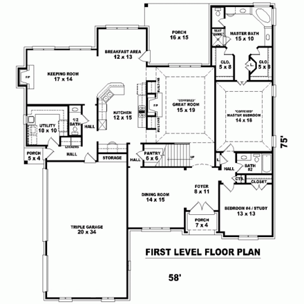 House Plan 47319 First Level Plan