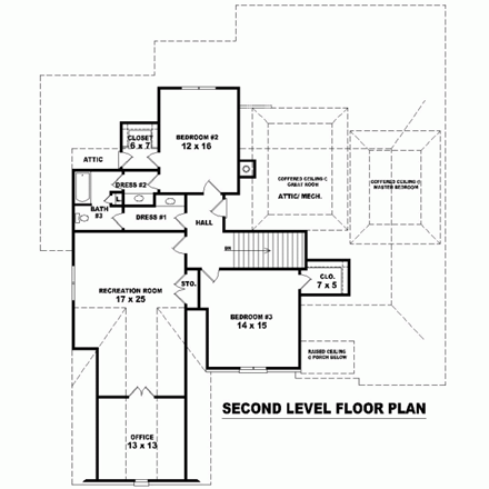 House Plan 47319 Second Level Plan