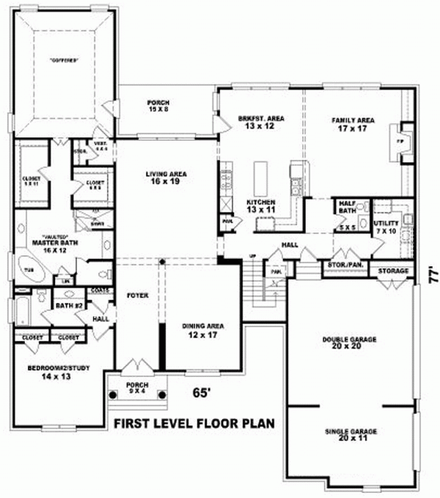 House Plan 47327 First Level Plan