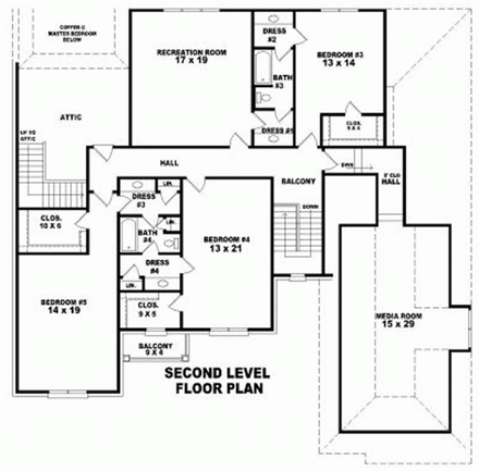 House Plan 47327 Second Level Plan