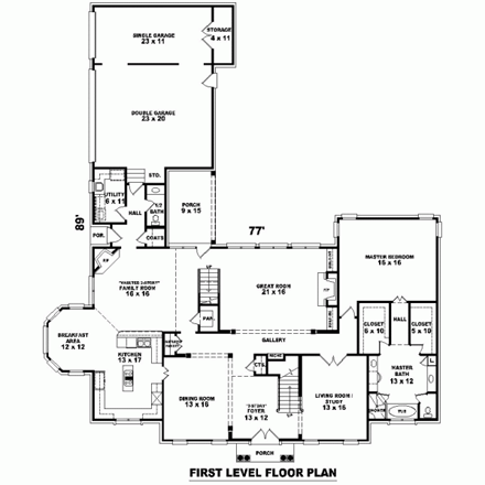 House Plan 47335 First Level Plan