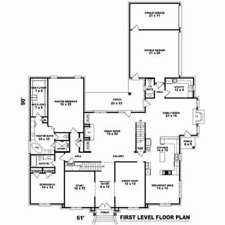 House Plan 47347 First Level Plan