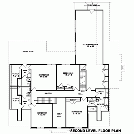 House Plan 47347 Second Level Plan