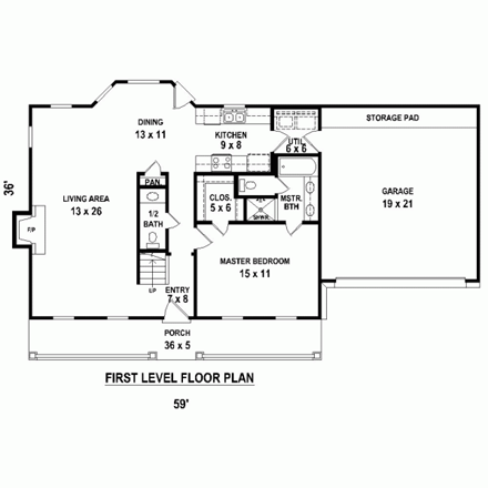 House Plan 47370 First Level Plan