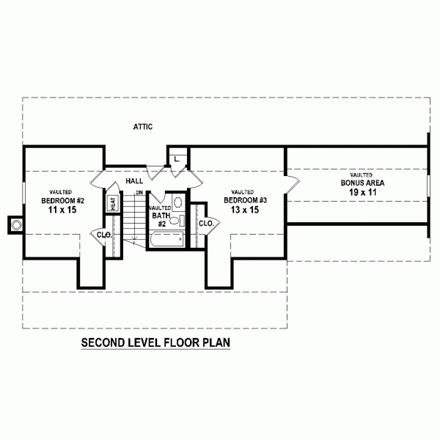 House Plan 47370 Second Level Plan