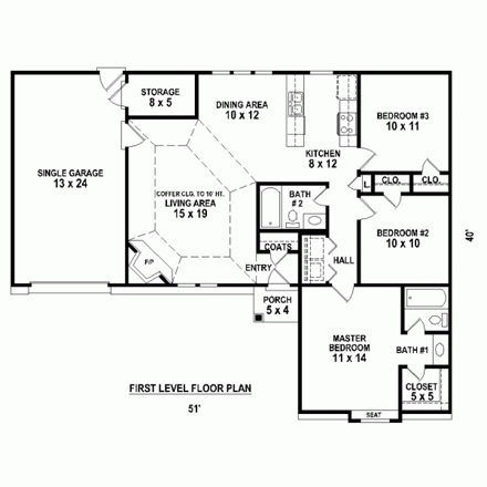 House Plan 47371 First Level Plan