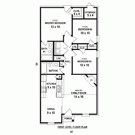 House Plan 47374 First Level Plan