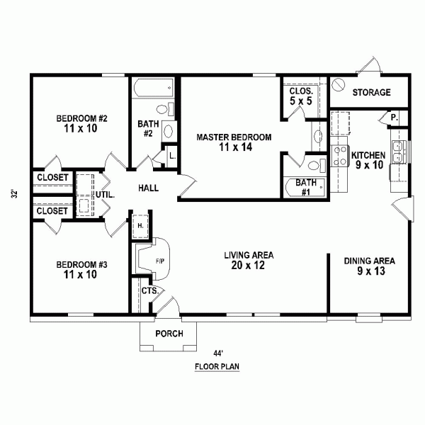 One-Story Traditional Level One of Plan 47378