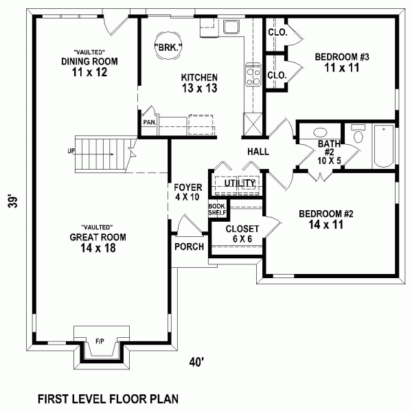 Narrow Lot One-Story Traditional Level One of Plan 47379