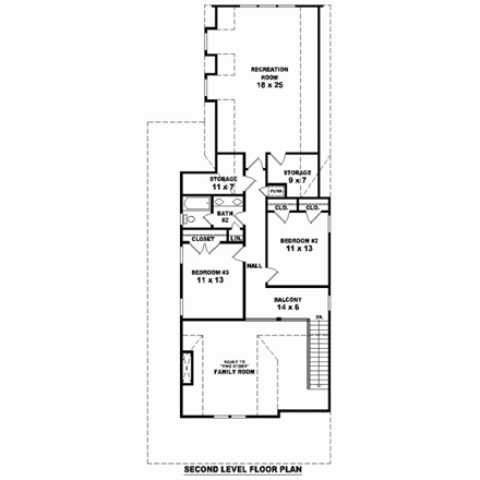 House Plan 47395 Second Level Plan