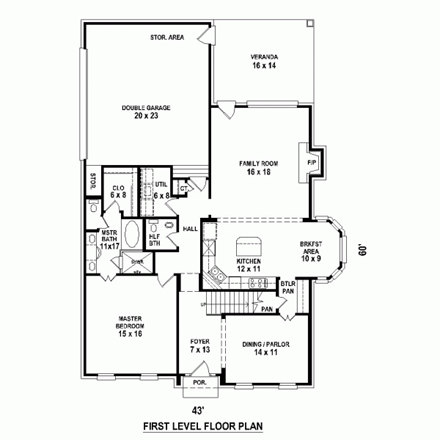 House Plan 47401 First Level Plan