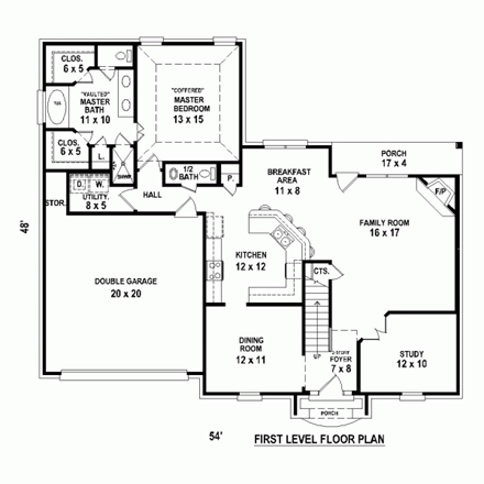 House Plan 47402 First Level Plan