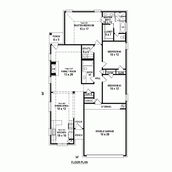 Country Narrow Lot One-Story Level One of Plan 47406