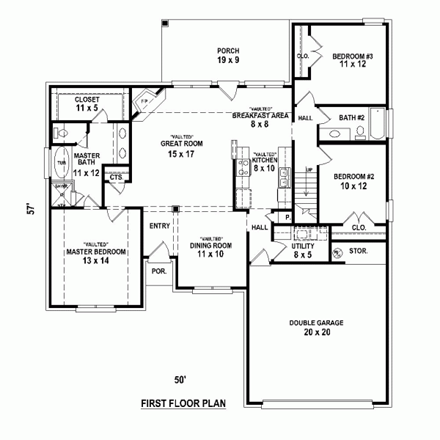 House Plan 47407 First Level Plan