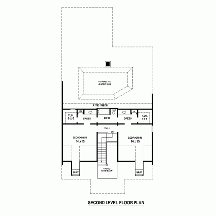 House Plan 47413 Second Level Plan