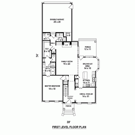 House Plan 47416 First Level Plan