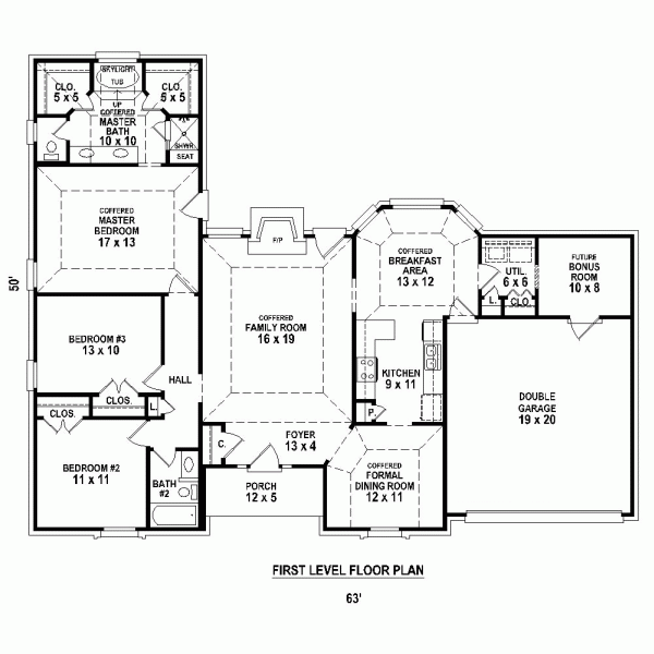 Narrow Lot One-Story Traditional Level One of Plan 47428