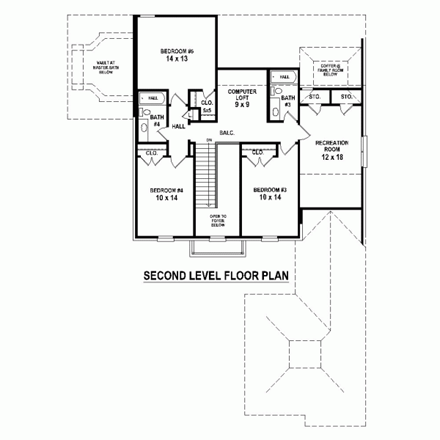 House Plan 47446 Second Level Plan