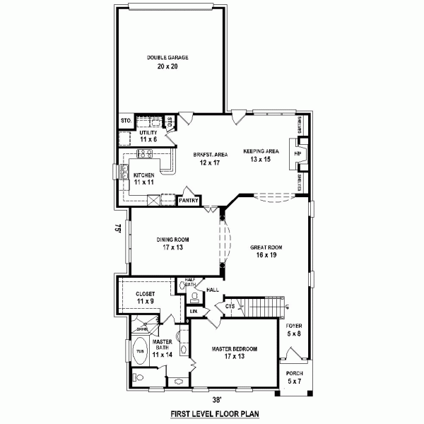 Narrow Lot Traditional Level One of Plan 47448