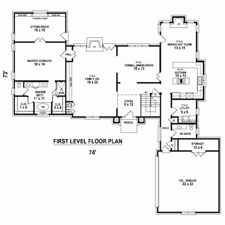 House Plan 47484 First Level Plan