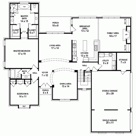 House Plan 47494 First Level Plan